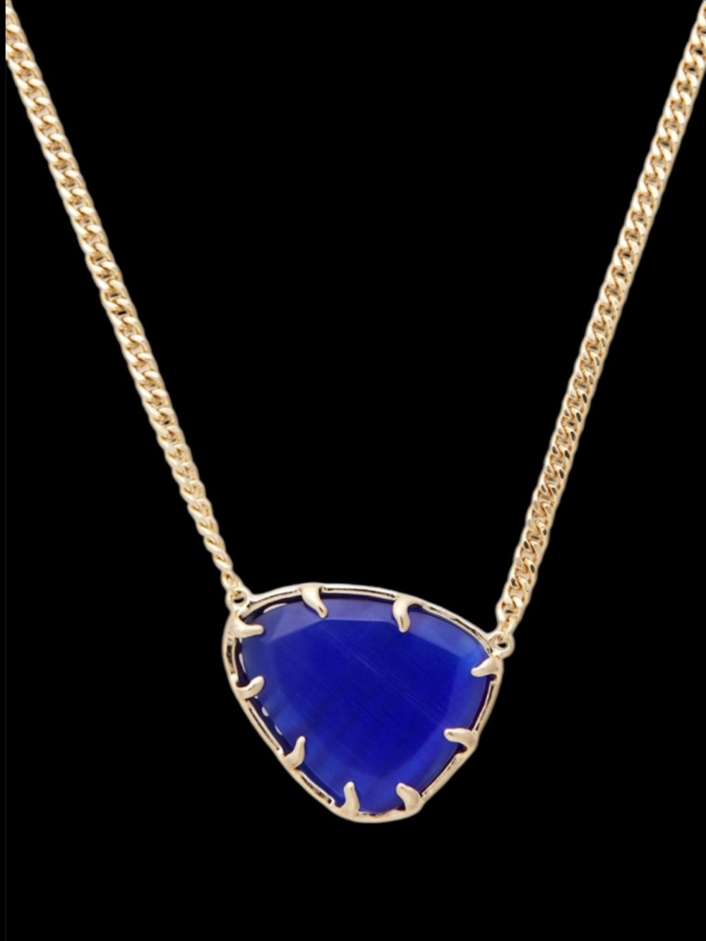 Kendra Scott Vintage Merritt Gold Reversible Necklace in Cobalt Cat’s Eye